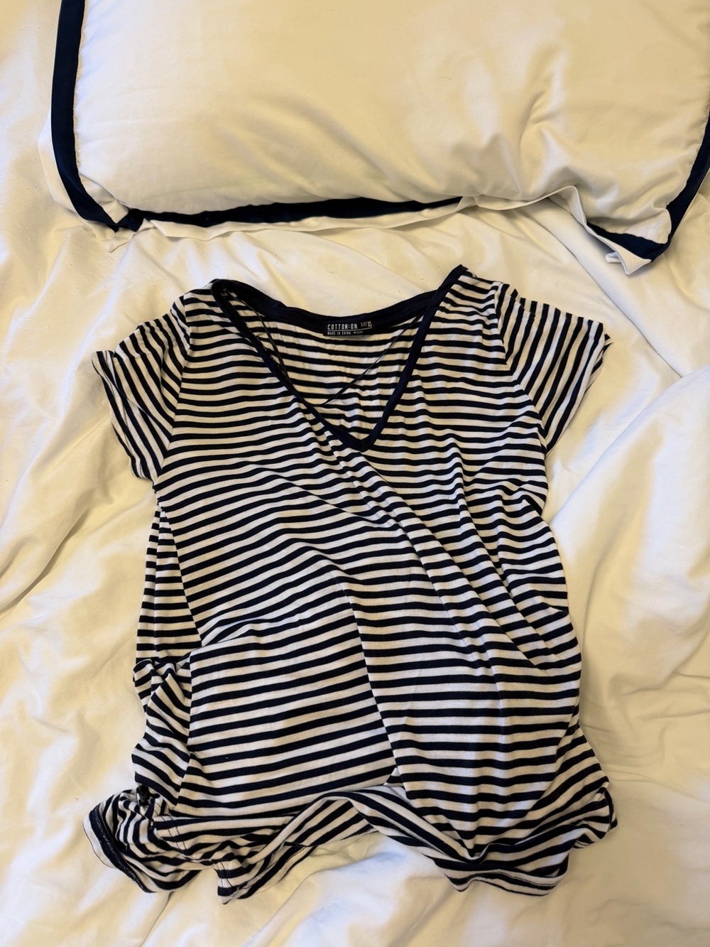 Cotton On Blue Striped V-Neck T-Shirt
